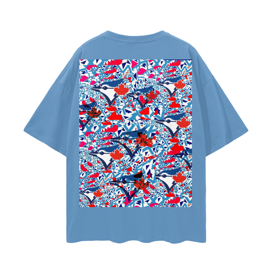 BLUE DREAM JAYS -Deep Drop Shoulder Tee - 190 GSM
