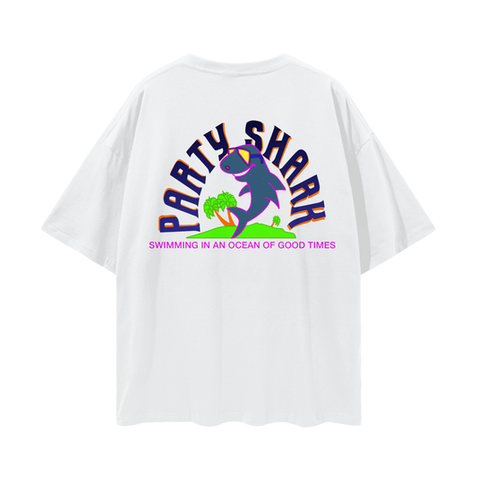 PARTY SHARK- Deep Drop Shoulder Tee - 190 GSM