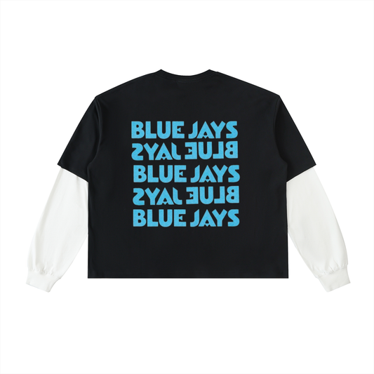 Layered Contrast Sleeve Cotton T-Shirt