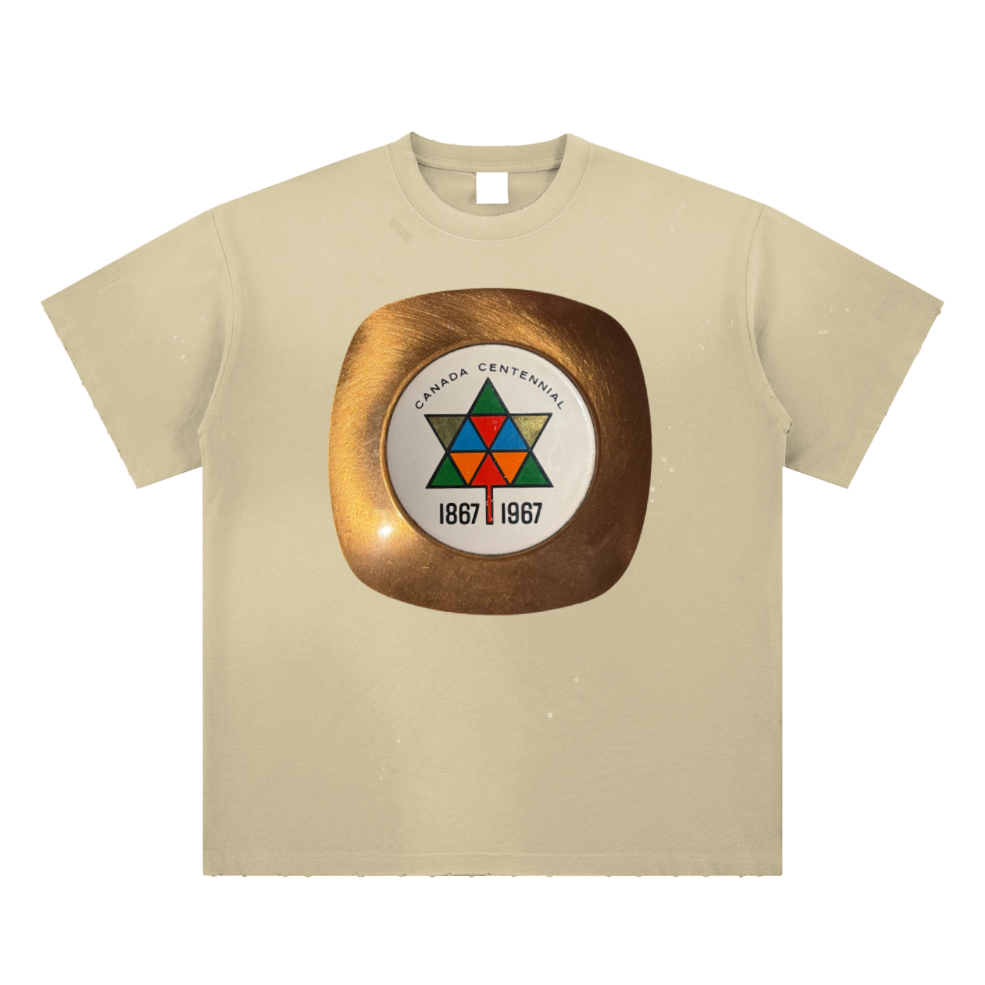 Canada Centennial- Hand-Frayed Sunfade Paint Splatter T-Shirt