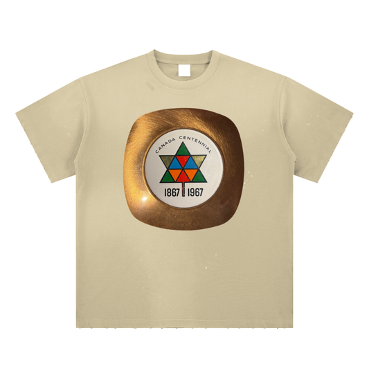 Canada Centennial- Hand-Frayed Sunfade Paint Splatter T-Shirt